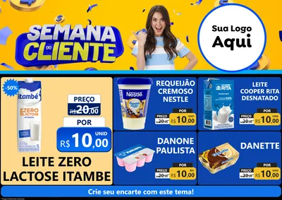 Modelo de Encarte para Encarte A4 Horizontal com o tema Semana do Cliente para Frios e Laticínios