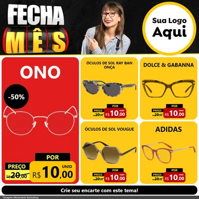 Modelo de Rede Social para Feed Facebook com o tema Fecha Mês para Óticas