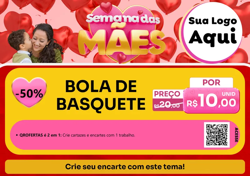 Modelo de Cartaz para Cartaz A4 Horizontal com o tema Semana Das Mães para Artigos Esportivos