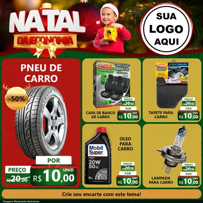 Modelo de Rede Social para Feed Facebook com o tema Natal da Economia para Auto peças