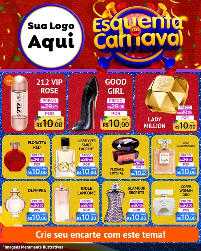 Modelo de Rede Social para Feed Instagram com o tema Esquenta de Carnaval para Perfumes