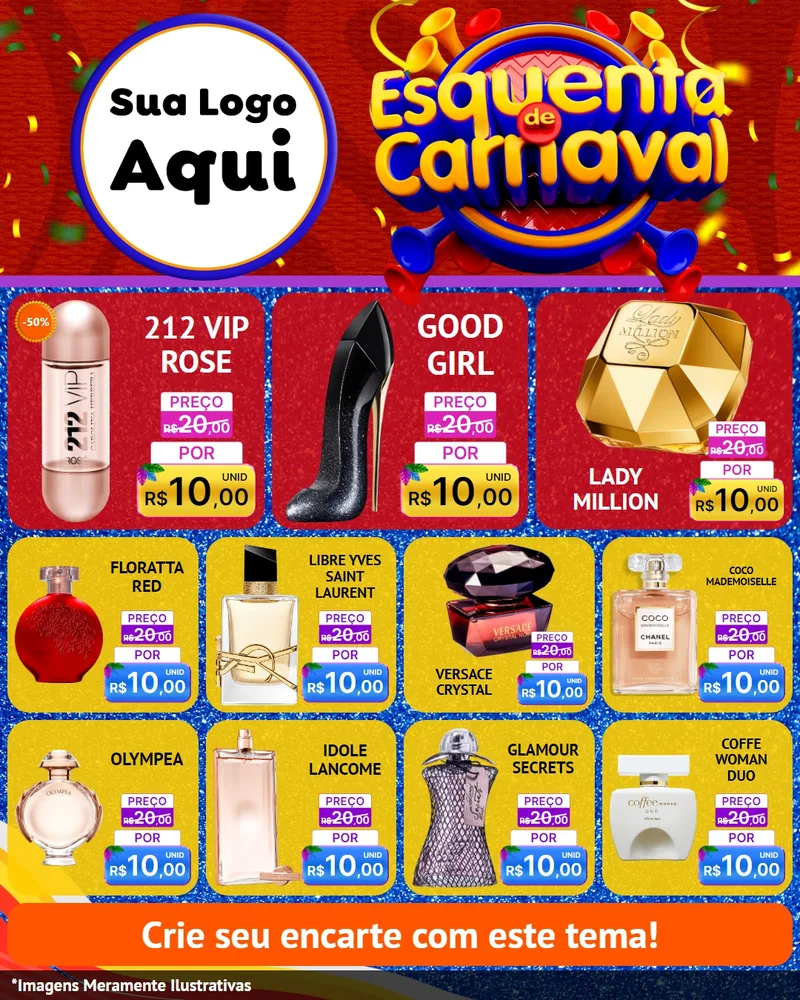 Modelo de Rede Social para Feed Instagram com o tema Esquenta de Carnaval para Perfumes