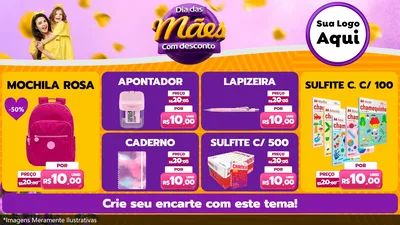 Modelo de TV para TV Horizontal com o tema Dia das Mães com Desconto para Papelaria