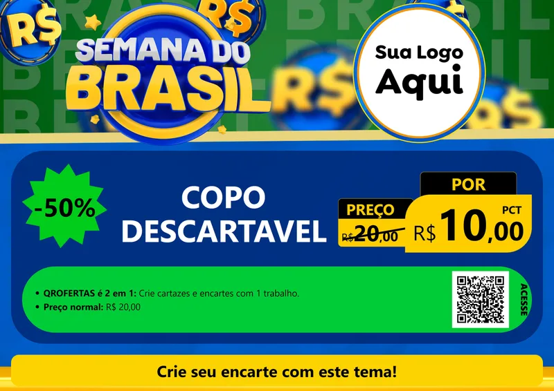 Modelo de Cartaz para Cartaz A4 Horizontal com o tema Semana Do Brasil para Embalagens