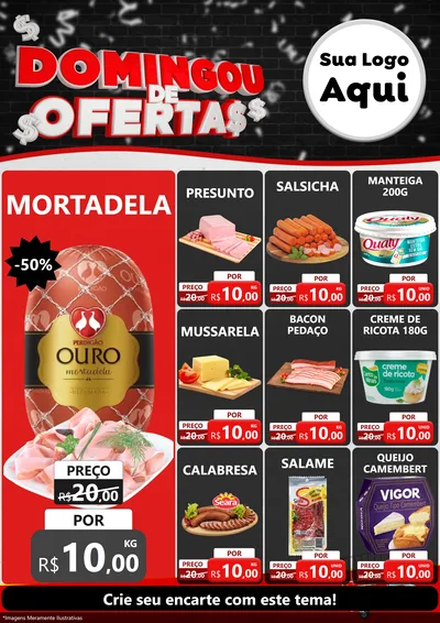 Modelo de Encarte para Encarte A4 Vertical com o tema Domingou de Ofertas para Frios e Laticínios
