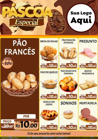 Modelo de Encarte para Encarte A4 Vertical com o tema Páscoa Especial para Padaria