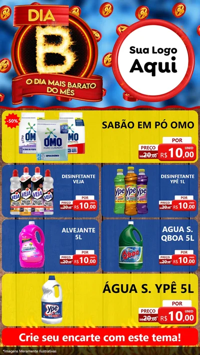 Modelo de TV para TV Vertical com o tema Dia B - O Dia Mais Barato Do Mês para Produtos de Limpeza