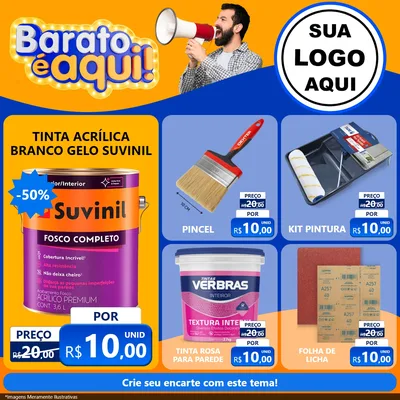 Modelo de Rede Social para Feed Facebook com o tema Barato é aqui para Tintas e Ferramentas