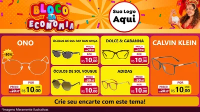 Modelo de TV para TV Horizontal com o tema Bloco da Economia para Óticas