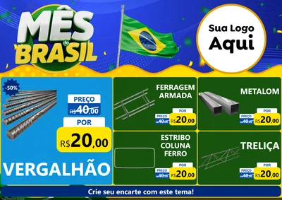 Modelo de Encarte para Encarte A4 Horizontal com o tema Mês do Brasil para Ferragens
