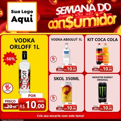 Modelo de Rede Social para Feed Facebook com o tema Semana do Consumidor para Distribuidora de bebidas