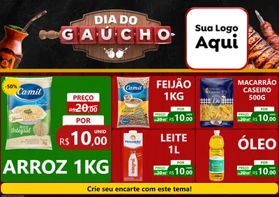 Modelo de Encarte para Encarte A4 Horizontal com o tema Dia do Gaúcho para Supermercado