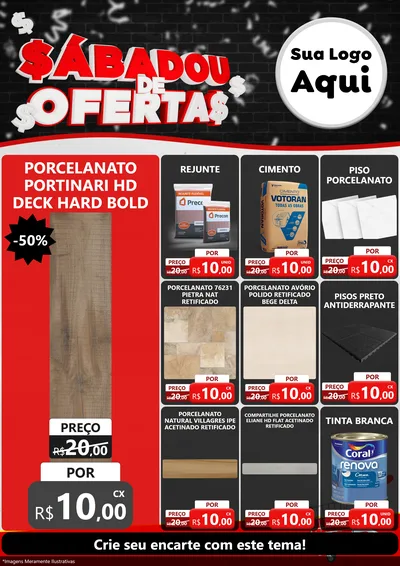 Modelo de Encarte para Encarte A4 Vertical com o tema Sabadou de Ofertas para Pisos e revestimentos