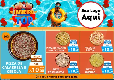 Modelo de Encarte para Encarte A4 Horizontal com o tema Janeiro Top para Pizzaria