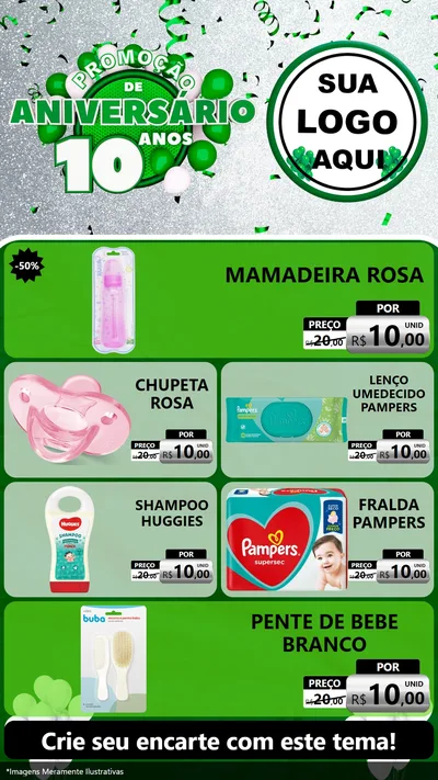Modelo de TV para TV Vertical com o tema Promoção de Aniversário - 10 Anos para Bebês