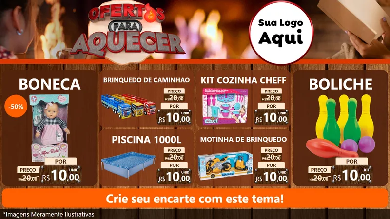 Modelo de TV para TV Horizontal com o tema Ofertas Para Aquecer para Brinquedos