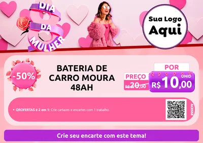 Modelo de Cartaz para Cartaz A4 Horizontal com o tema Dia da Mulher para Baterias Elétricas