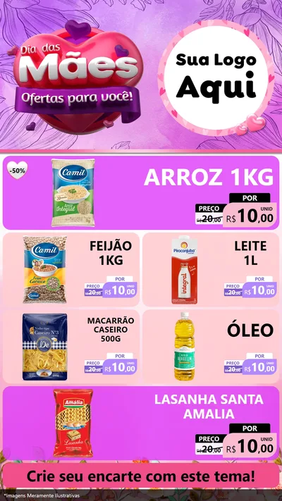 Modelo de TV para TV Vertical com o tema Dia das Mães Ofertas para Você! para Supermercado