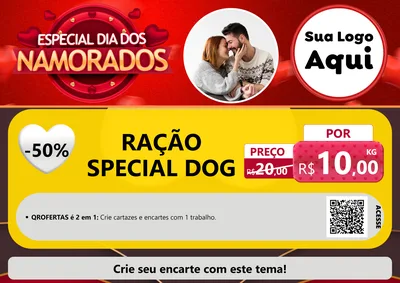 Modelo de Cartaz para Cartaz A4 Horizontal com o tema Especial Dia Dos Namorados para Pet Shop
