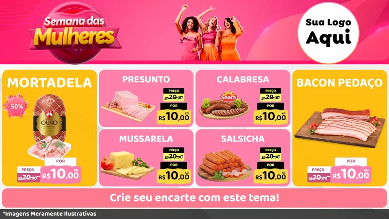 Modelo de TV para TV Horizontal com o tema Semana das Mulheres para Frios e Laticínios