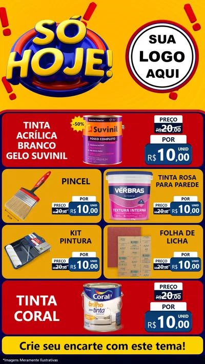 Modelo de TV para TV Vertical com o tema Só Hoje! para Tintas e Ferramentas