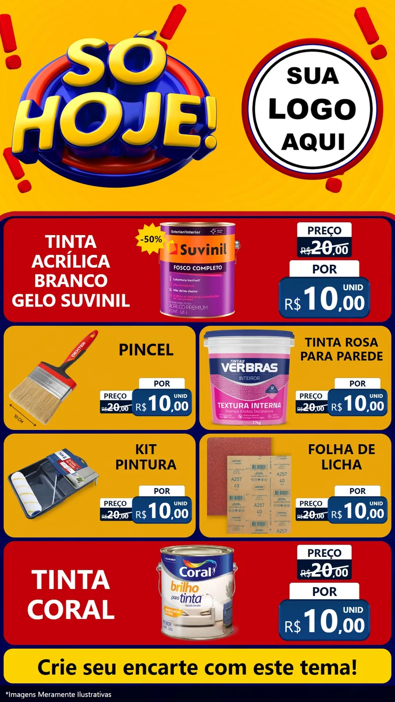 Modelo de TV para TV Vertical com o tema Só Hoje! para Tintas e Ferramentas