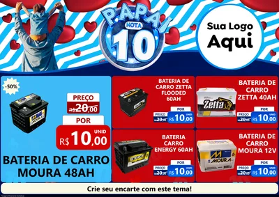 Modelo de Encarte para Encarte A4 Horizontal com o tema Papai Nota 10 para Baterias Elétricas