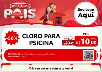 Modelo de Cartaz para Cartaz A4 Horizontal com o tema Mês dos Pais para Produtos para Piscina
