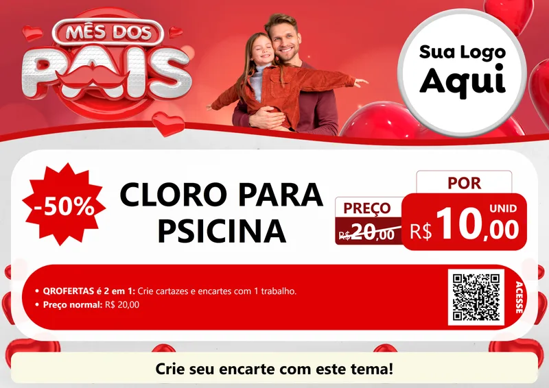 Modelo de Cartaz para Cartaz A4 Horizontal com o tema Mês dos Pais para Produtos para Piscina