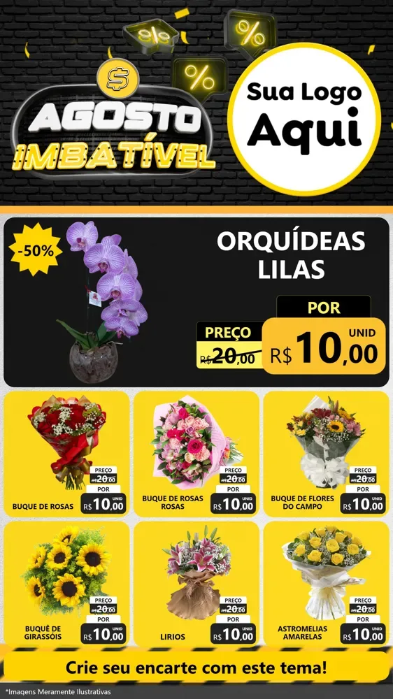 Modelo de Rede Social para Stories com o tema Agosto Imbatível para Floricultura e jardim