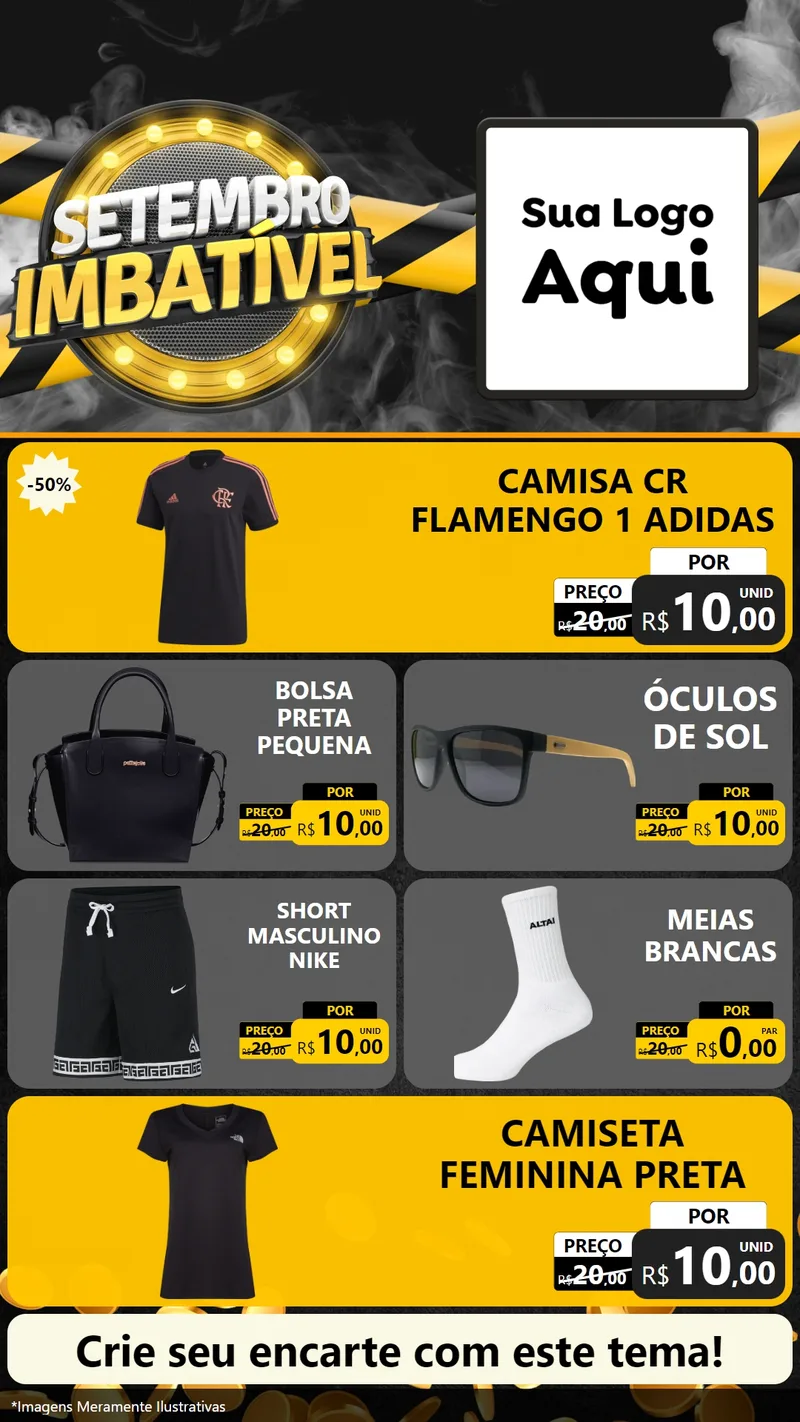 Modelo de TV para TV Vertical com o tema Setembro Imbatível para Roupas e acessórios