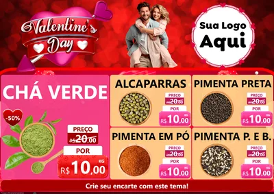 Modelo de Encarte para Encarte A4 Horizontal com o tema Valentine's Day para Produtos Naturais