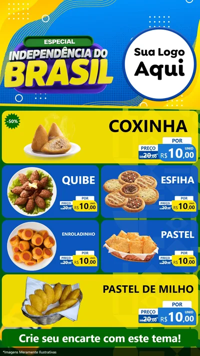 Modelo de TV para TV Vertical com o tema Especial Independência do Brasil para Salgadaria
