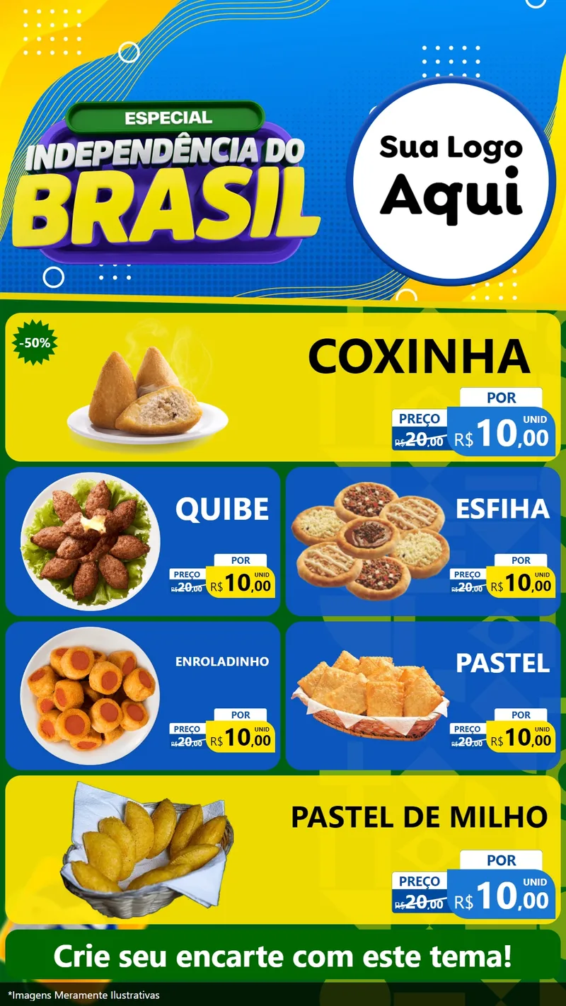 Modelo de TV para TV Vertical com o tema Especial Independência do Brasil para Salgadaria