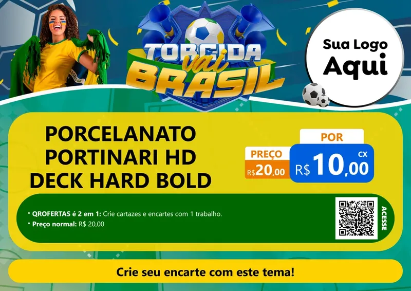 Modelo de Cartaz para Cartaz A4 Horizontal com o tema Torcida Vai Brasil - Copa para Pisos e revestimentos