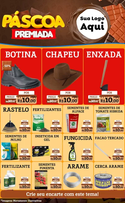 Modelo de Encarte para Encarte Grande com o tema Páscoa Premiada para Agropecuária