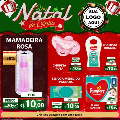 Modelo de Rede Social para Feed Facebook com o tema Um Natal de Ofertas para Bebês