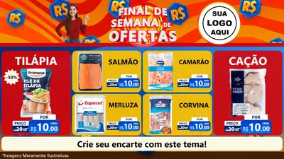 Modelo de TV para TV Horizontal com o tema Final de Semana de Ofertas para Peixaria