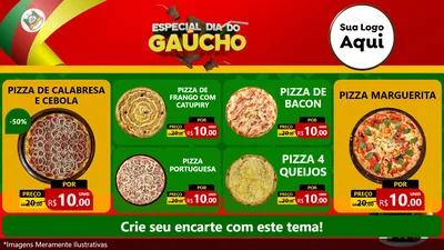 Modelo de TV para TV Horizontal com o tema Especial Dia do Gaúcho para Pizzaria