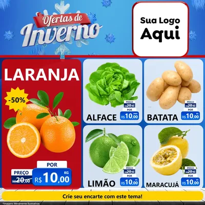 Modelo de Rede Social para Feed Facebook com o tema Ofertas de Inverno para Hortifrúti