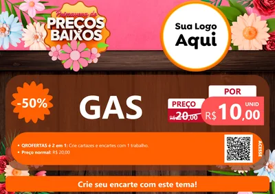 Modelo de Cartaz para Cartaz A4 Horizontal com o tema Primavera de Preços Baixos para Água e gás