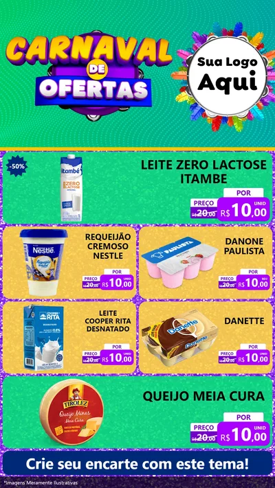 Modelo de TV para TV Vertical com o tema Carnaval de Ofertas para Frios e Laticínios