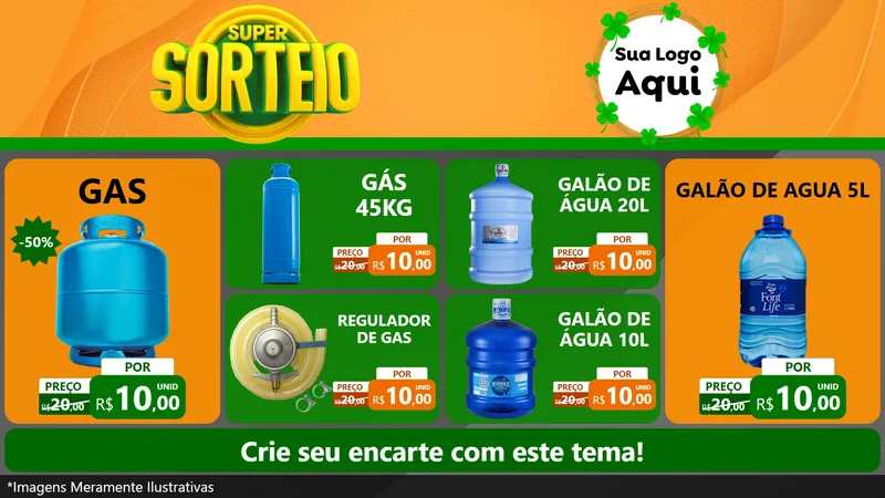 Modelo de TV para TV Horizontal com o tema Super Sorteio para Água e gás