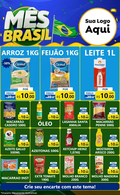 Modelo de Encarte para Encarte Grande com o tema Mês do Brasil para Supermercado