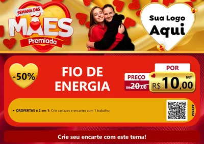 Modelo de Cartaz para Cartaz A4 Horizontal com o tema Semana das Mães Premiada para Materiais Elétricos