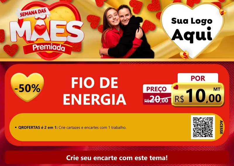 Modelo de Cartaz para Cartaz A4 Horizontal com o tema Semana das Mães Premiada para Materiais Elétricos