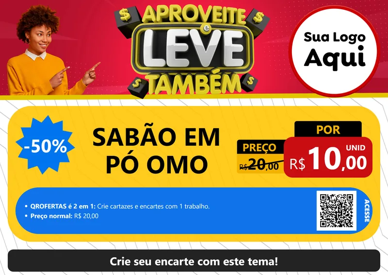 Modelo de Cartaz para Cartaz A4 Horizontal com o tema Aproveite e Leve Também para Produtos de Limpeza