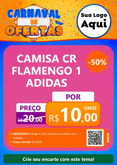 Modelo de Cartaz para Cartaz A4 Vertical com o tema Carnaval de Ofertas para Roupas e acessórios