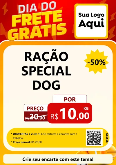 Modelo de Cartaz para Cartaz A4 Vertical com o tema Dia do Frete Grátis para Pet Shop