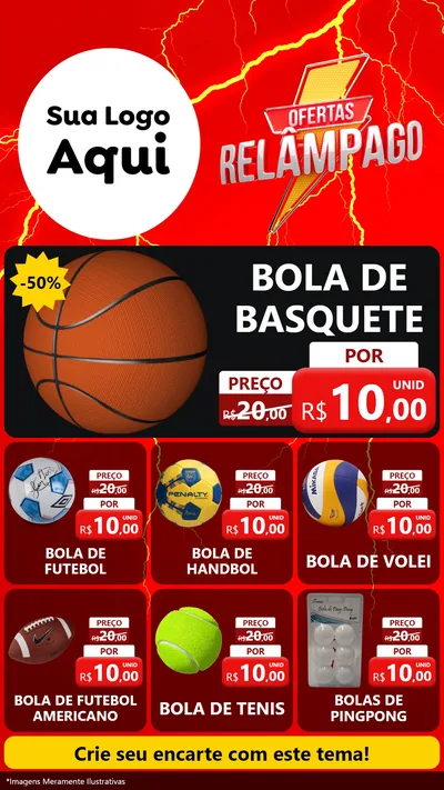 Modelo de Rede Social para Stories com o tema Ofertas Relâmpago para Artigos Esportivos